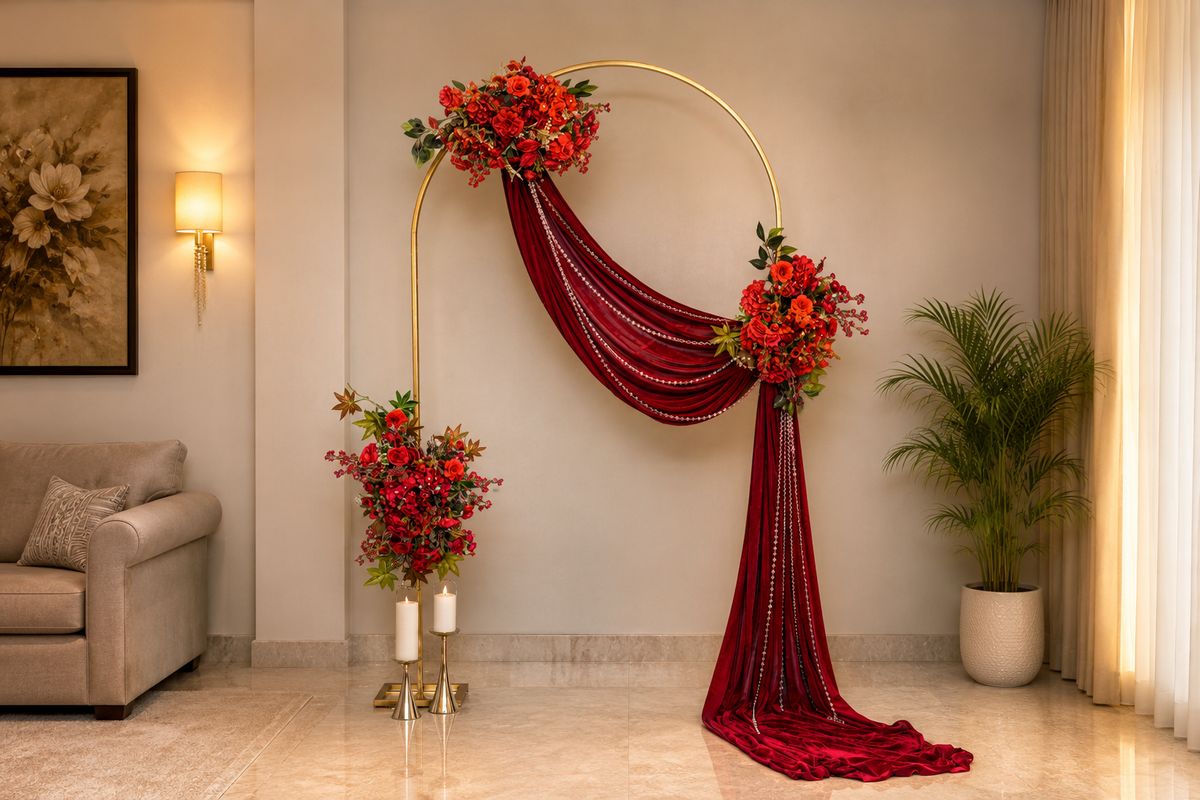 Royal Burgundy Floral Drape Setup decoration setup, photo 1 of 1