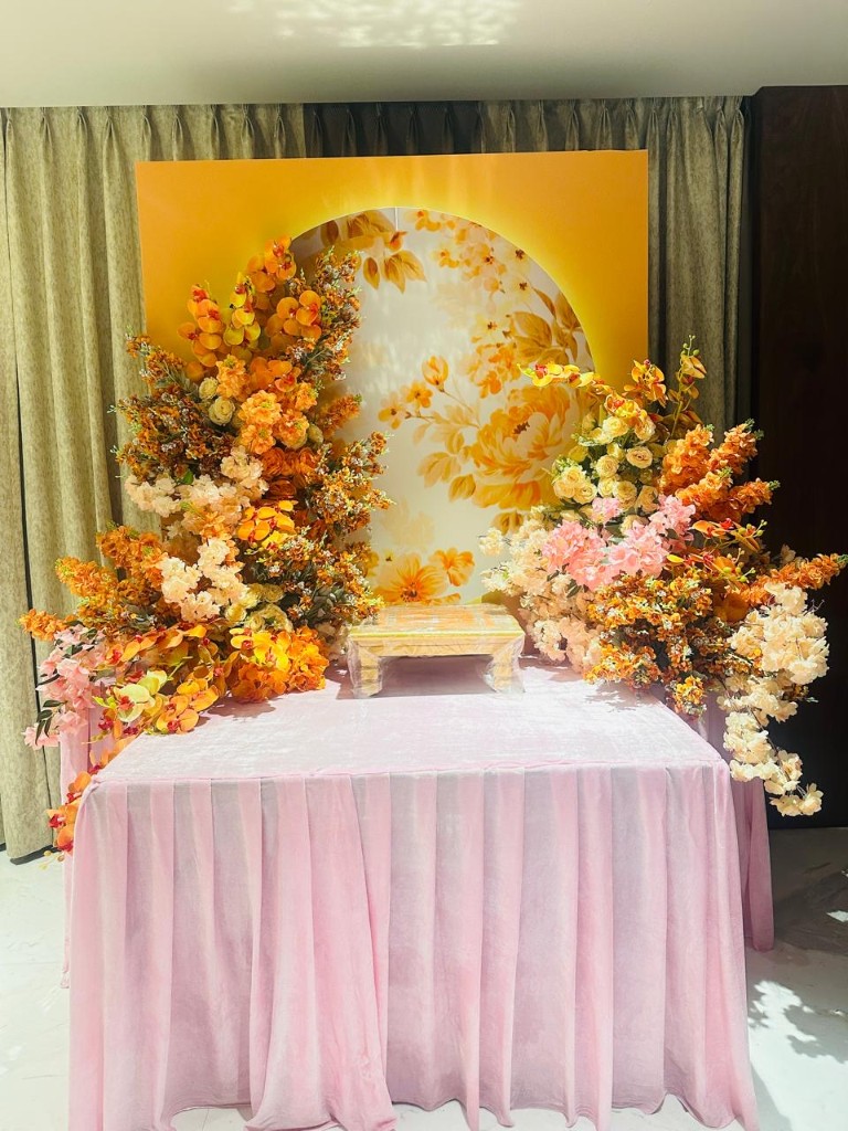 Grand Floral Arch Pooja Setup decoration setup