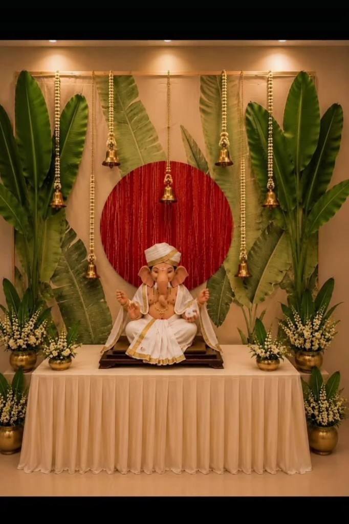 Traditional Banana Leaf Ganpati Decor