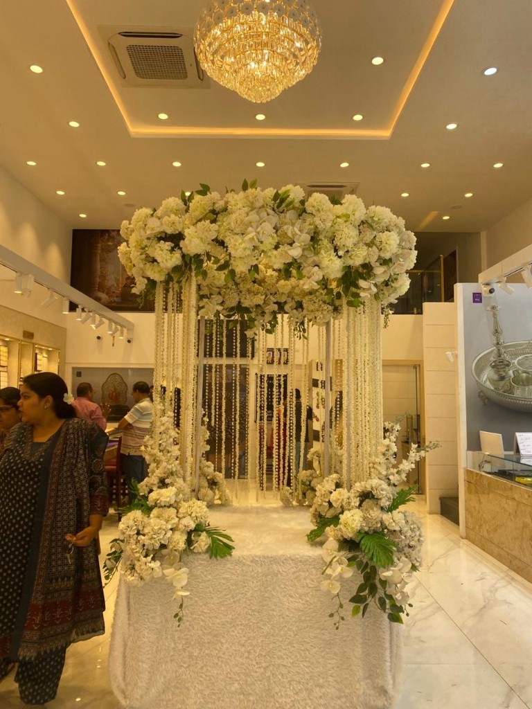 Divine White Floral Canopy Mandap